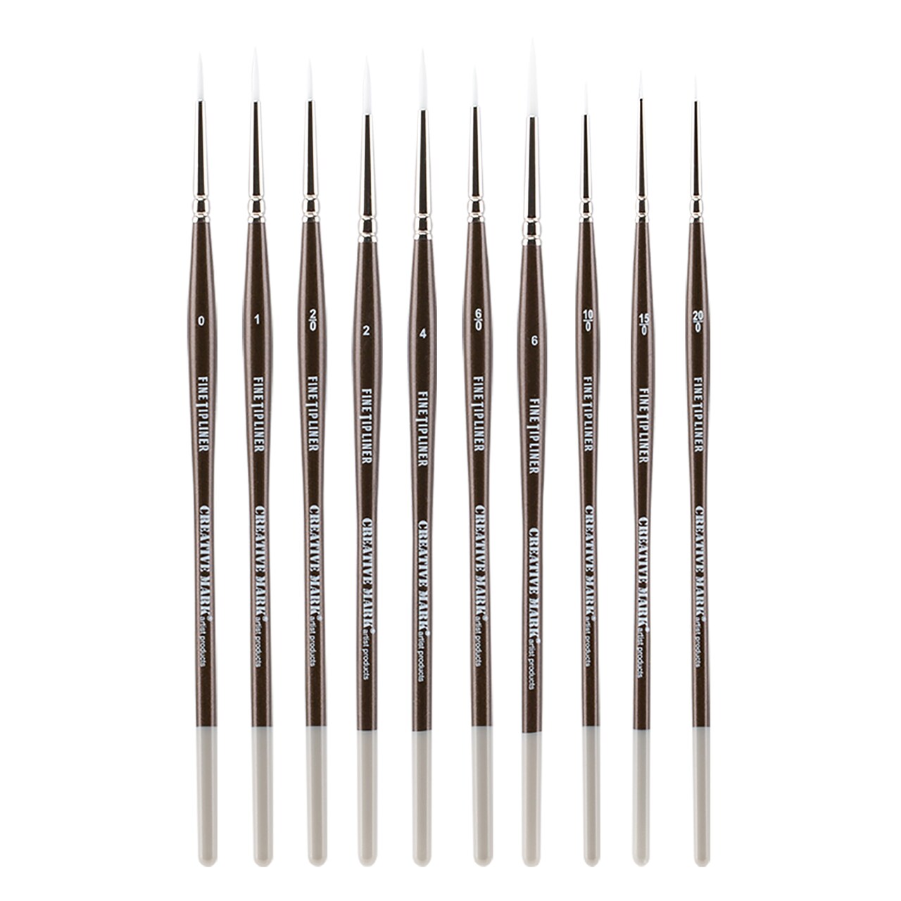 Creative Mark Fine Tip Liner Paint Brush Set of 10 Ultra Fine Detail Soft Hair Paint Brush For Watercolor, Gouache, Inks, Acrylic, Oils, Technical Artists, and Illustrators